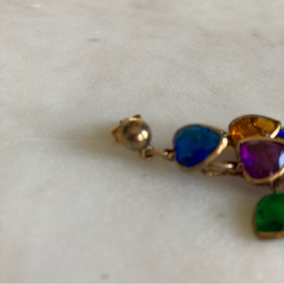 90’s Multi Colored Heart Gem Earrings - Picture 2 of 5